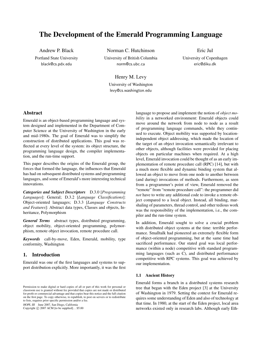 The Emerald Programming language page