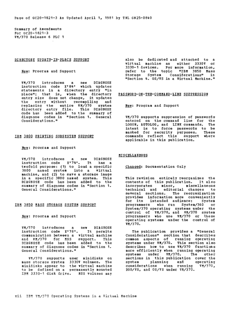 Operating Systems in a Virtual Machine (Rel 6 PLC 17 Apr81) page 11