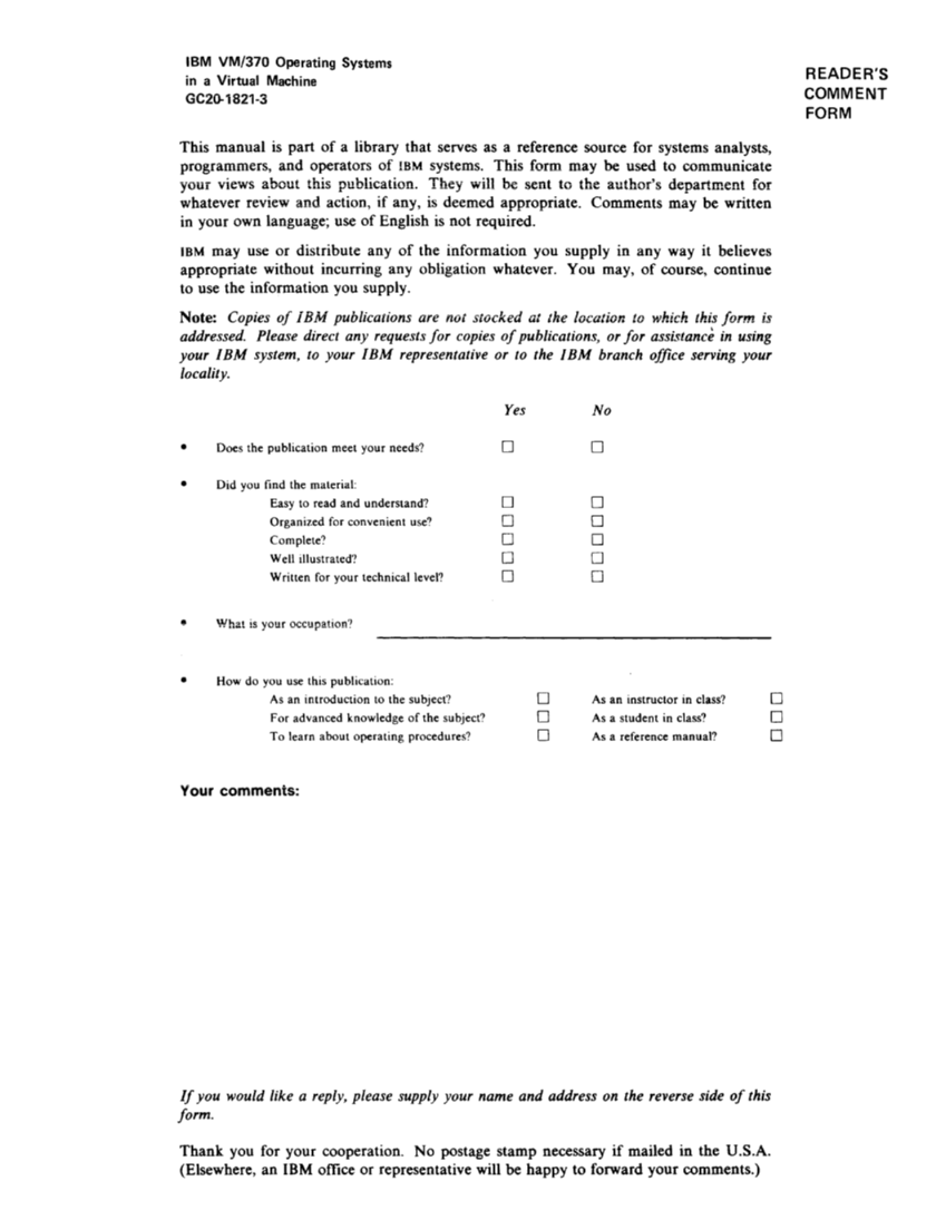 Operating Systems in a Virtual Machine (Rel 6 PLC 17 Apr81) page 166