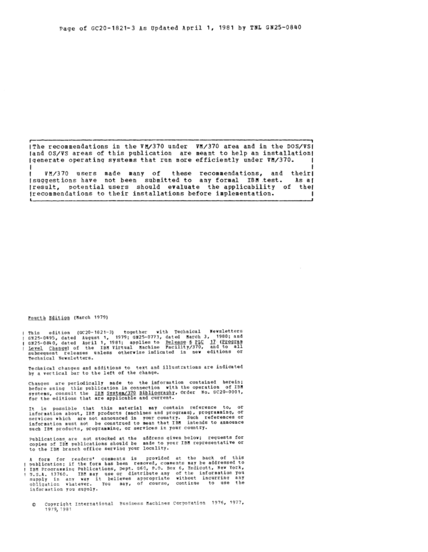 Operating Systems in a Virtual Machine (Rel 6 PLC 17 Apr81) page 2