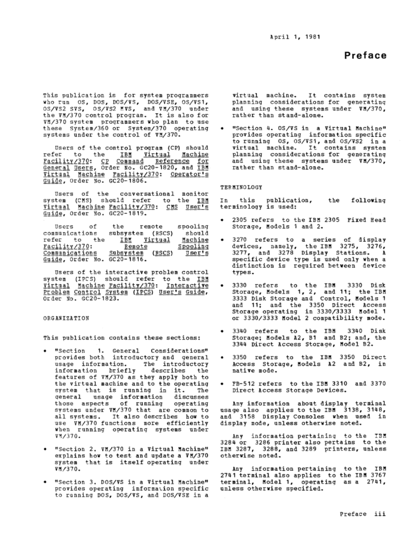 Operating Systems in a Virtual Machine (Rel 6 PLC 17 Apr81) page 2