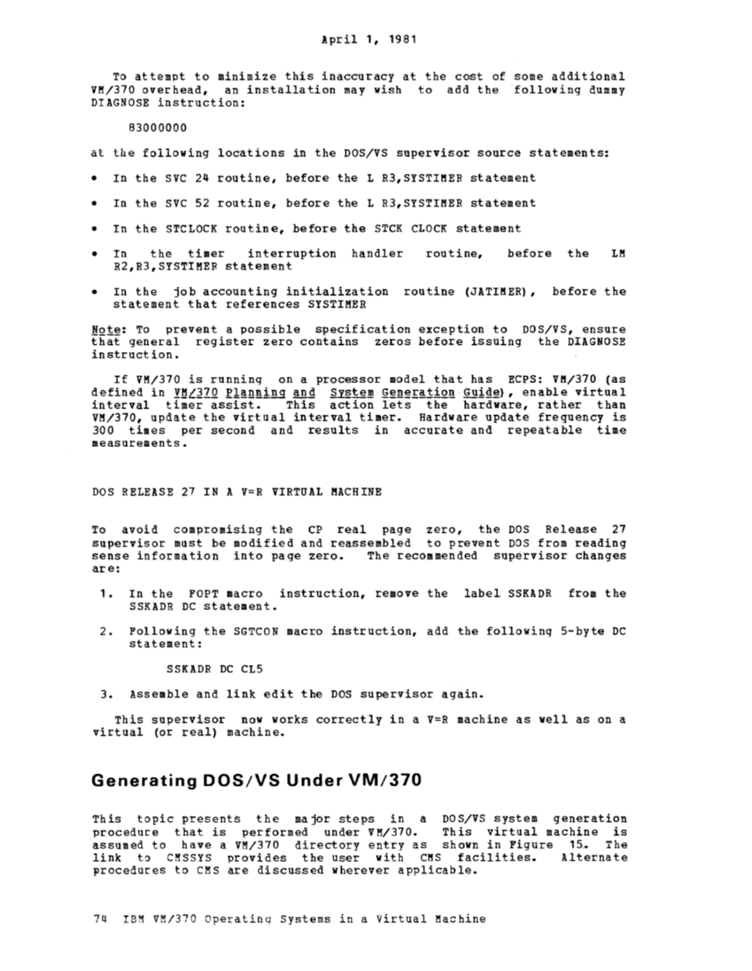 Operating Systems in a Virtual Machine (Rel 6 PLC 17 Apr81) page 90