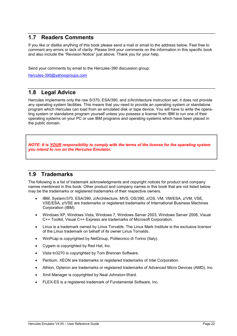 Hercules V4.00.0 - User Reference Guide - HEUR040000-00 page 22