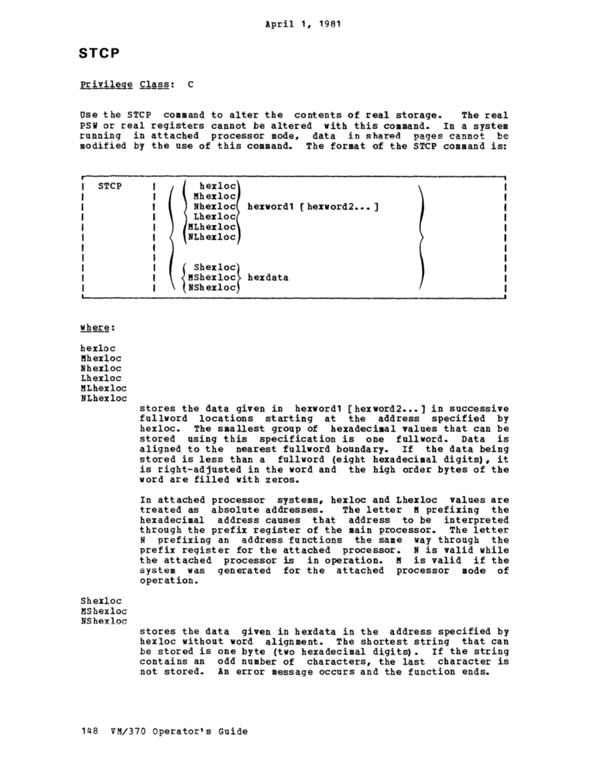 IBM Virtual Machine Facility/370: Operator's Guide 2 page 166