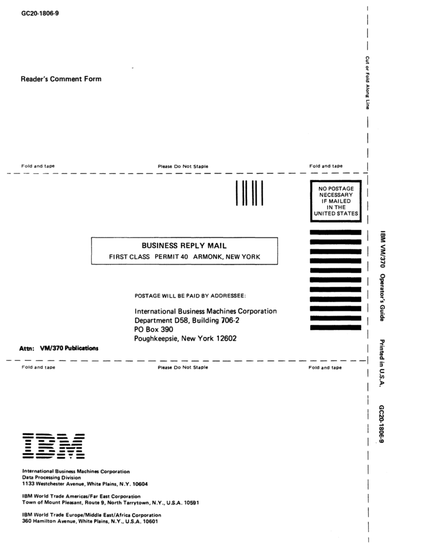 IBM Virtual Machine Facility/370: Operator's Guide 2 page 258