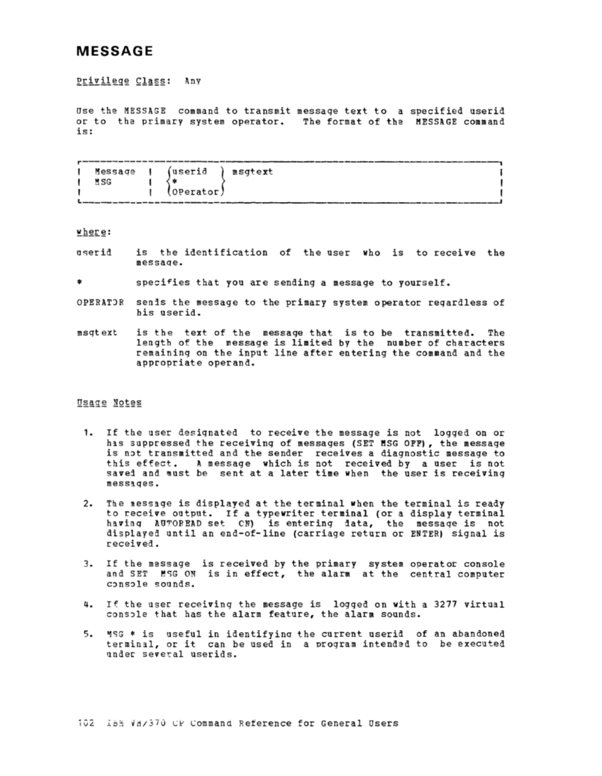 CP Command Reference for General Users (Rel 6 PLC 17 Apr81) page 102