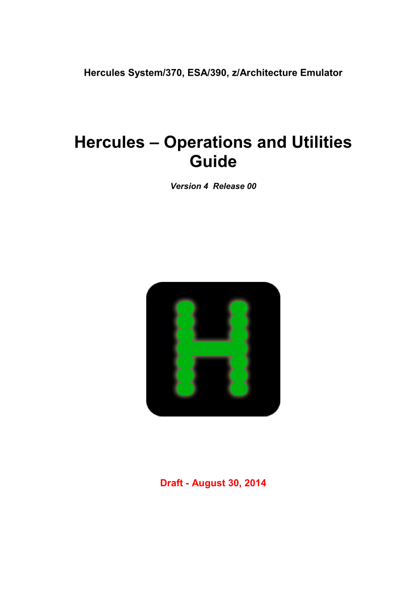 Hercules V4.00.0 - Operations and Utilities Guide - HEUR040000-00 page 1