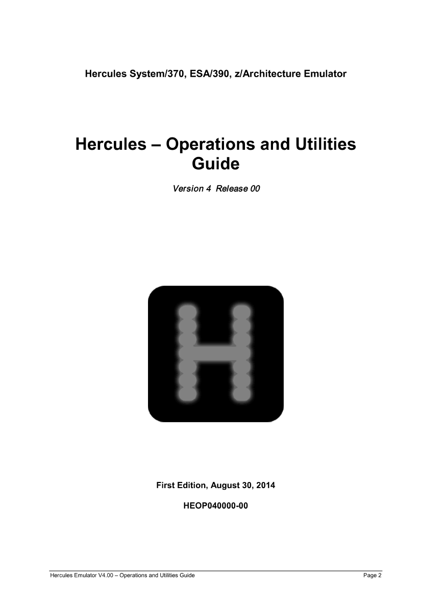 Hercules V4.00.0 - Operations and Utilities Guide - HEUR040000-00 page 2