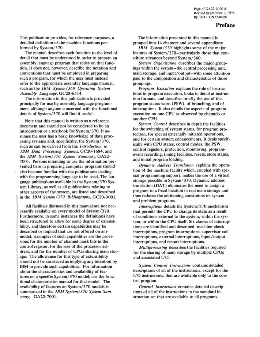 GA22-7000-4 IBM System/370 Principles of Operation Sept 1975 page 2