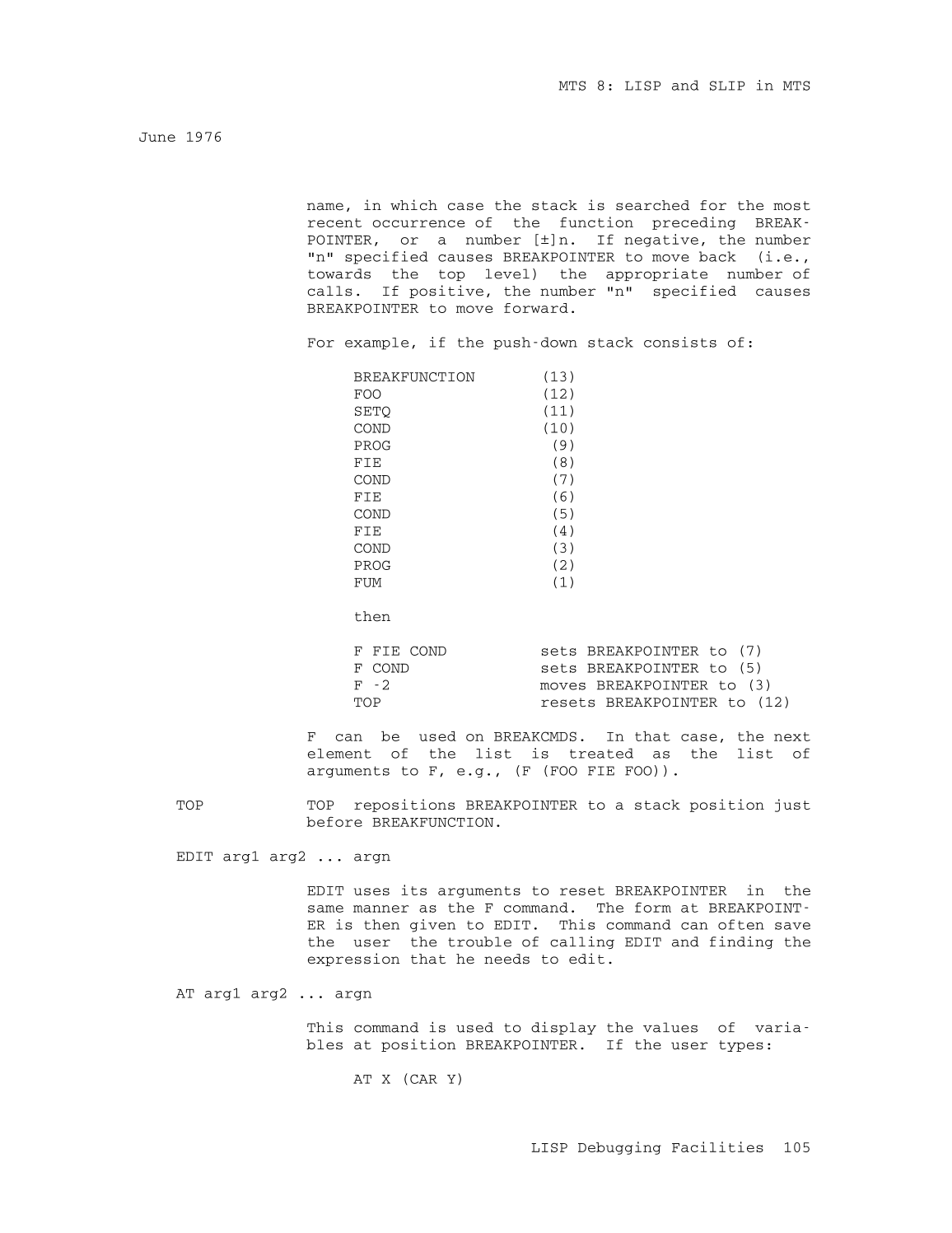 MTS Volume 8 - LISP and SLIP page 104