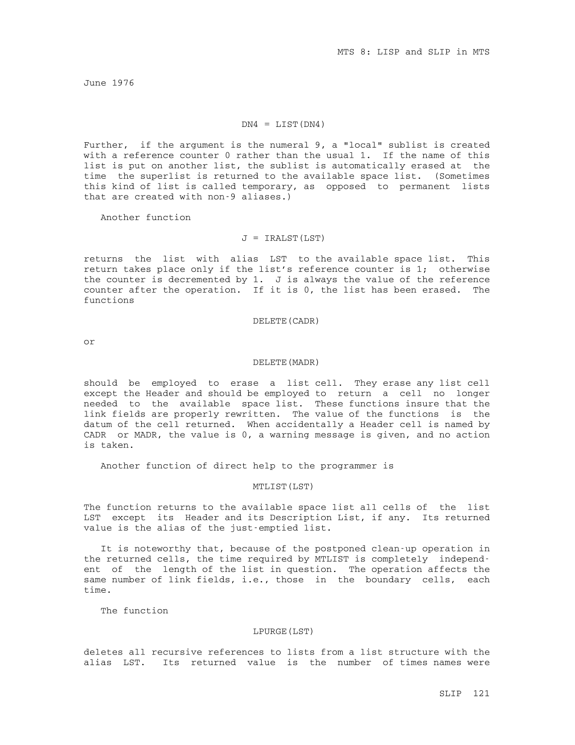 MTS Volume 8 - LISP and SLIP page 120