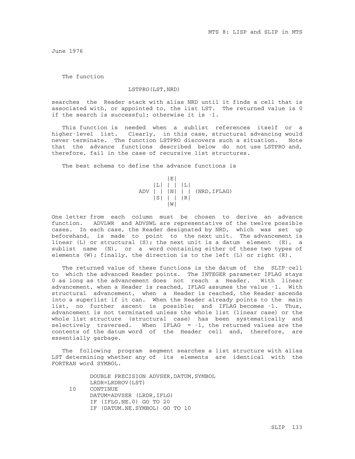 MTS Volume 8 - LISP and SLIP page 132
