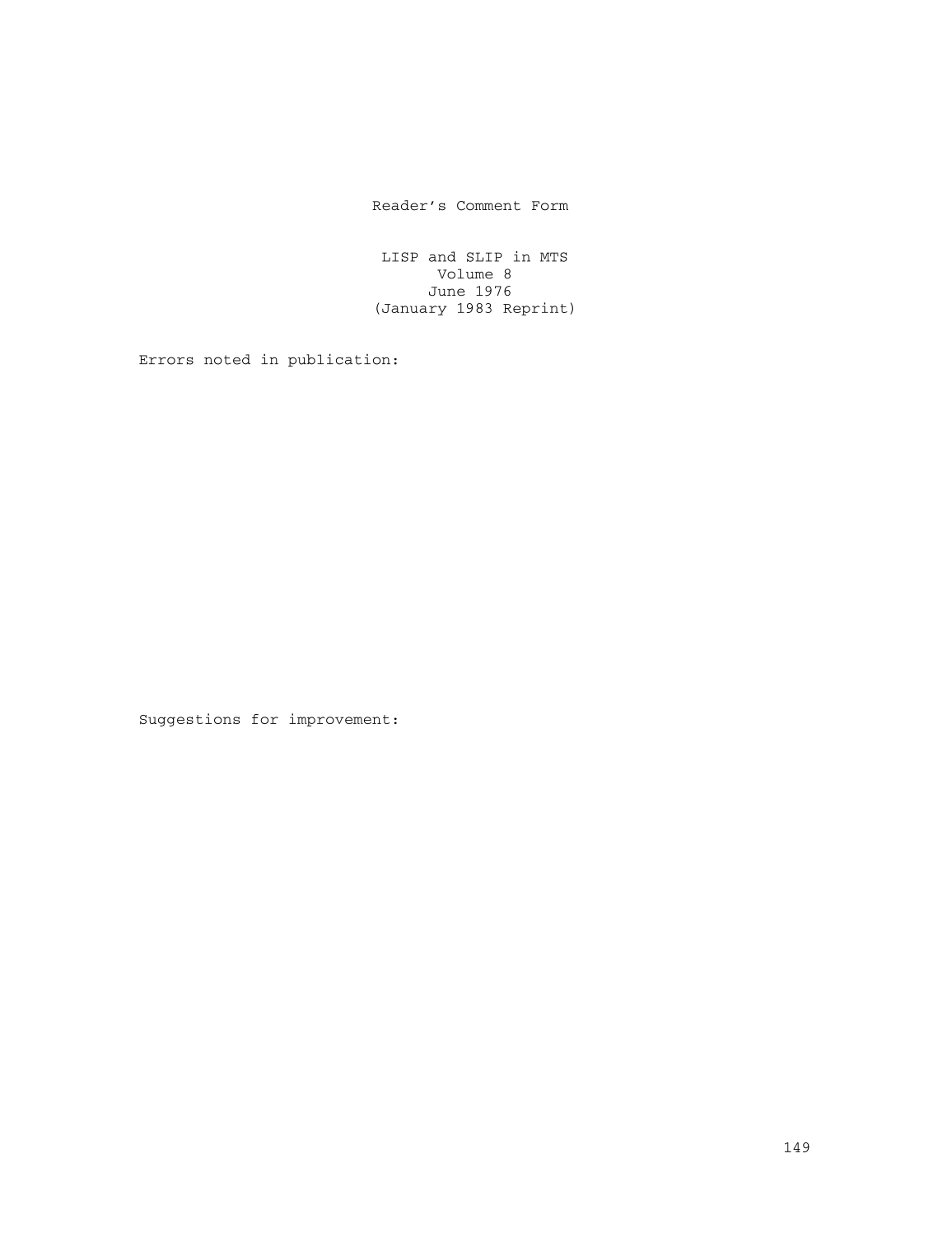 MTS Volume 8 - LISP and SLIP page 156