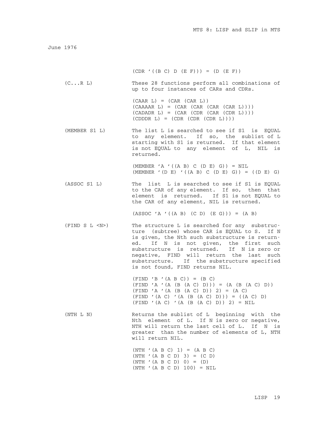 MTS Volume 8 - LISP and SLIP page 18