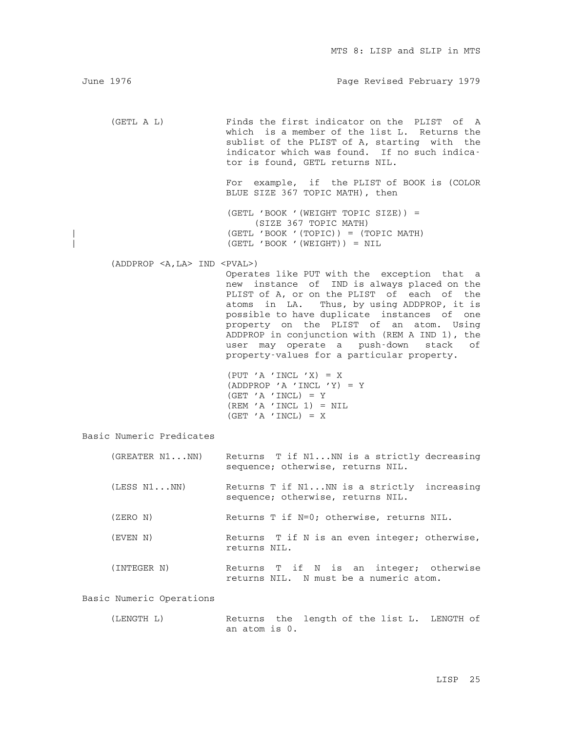 MTS Volume 8 - LISP and SLIP page 24