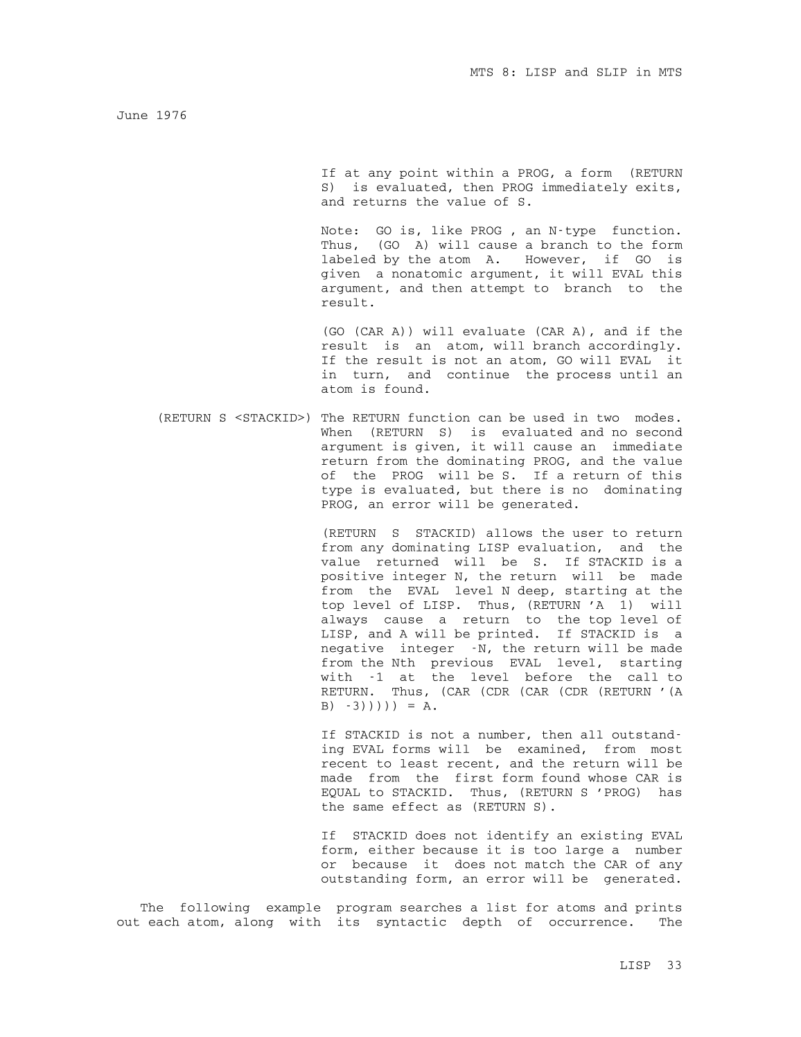 MTS Volume 8 - LISP and SLIP page 32
