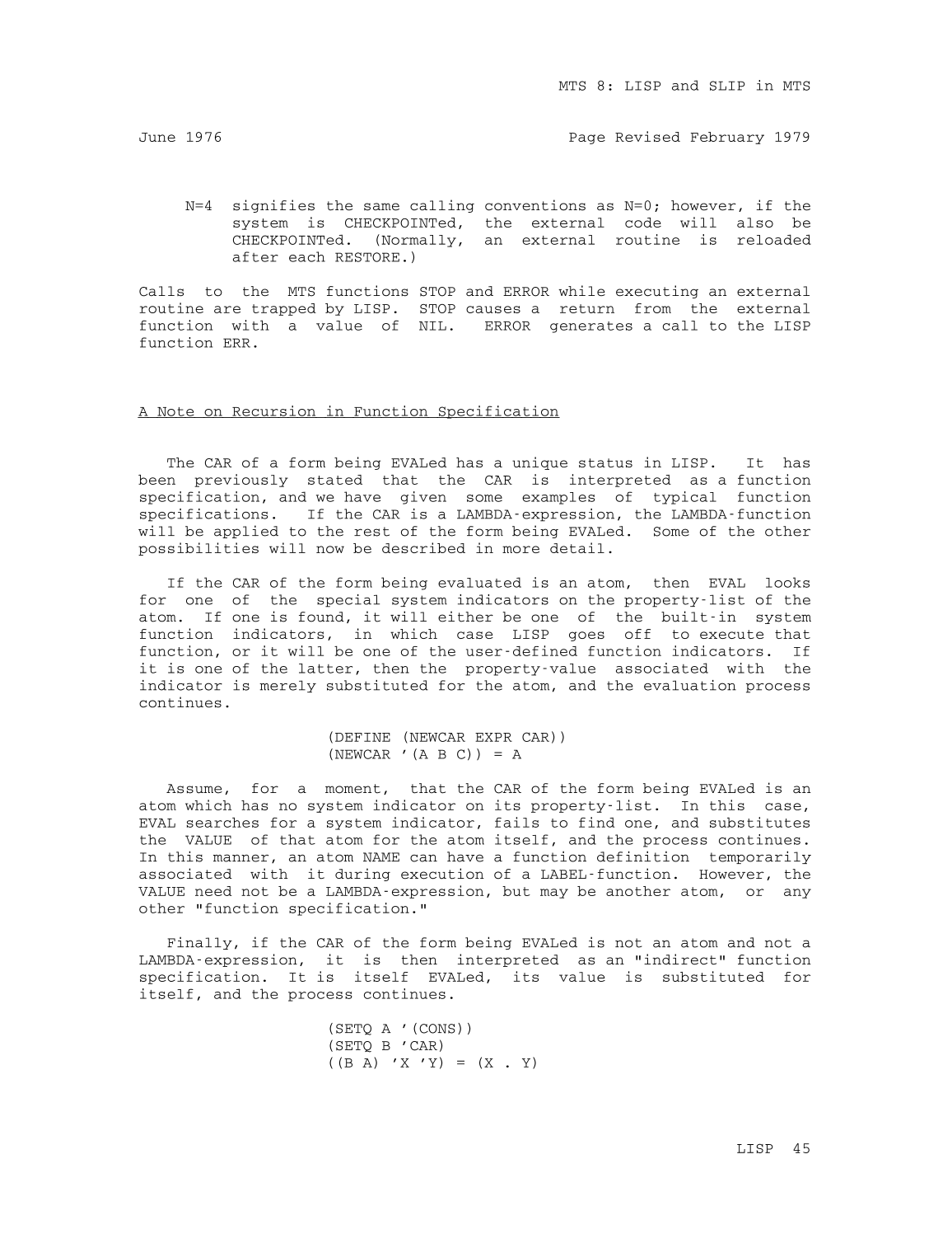 MTS Volume 8 - LISP and SLIP page 44