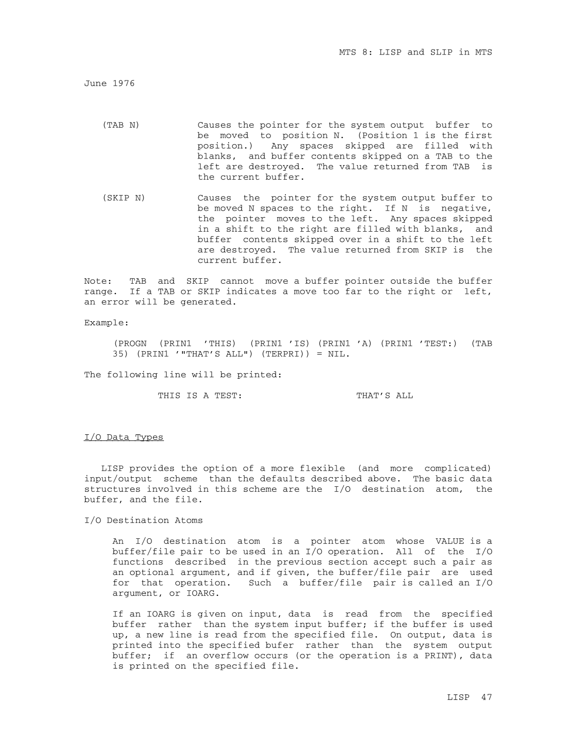 MTS Volume 8 - LISP and SLIP page 46