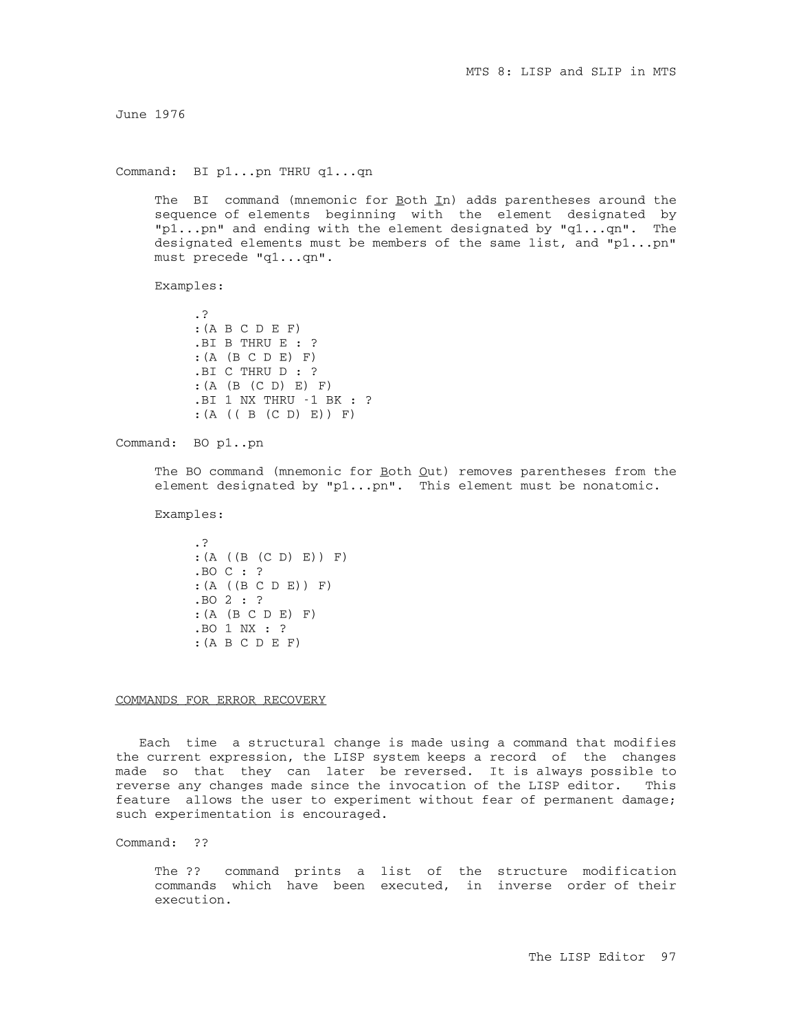 MTS Volume 8 - LISP and SLIP page 96