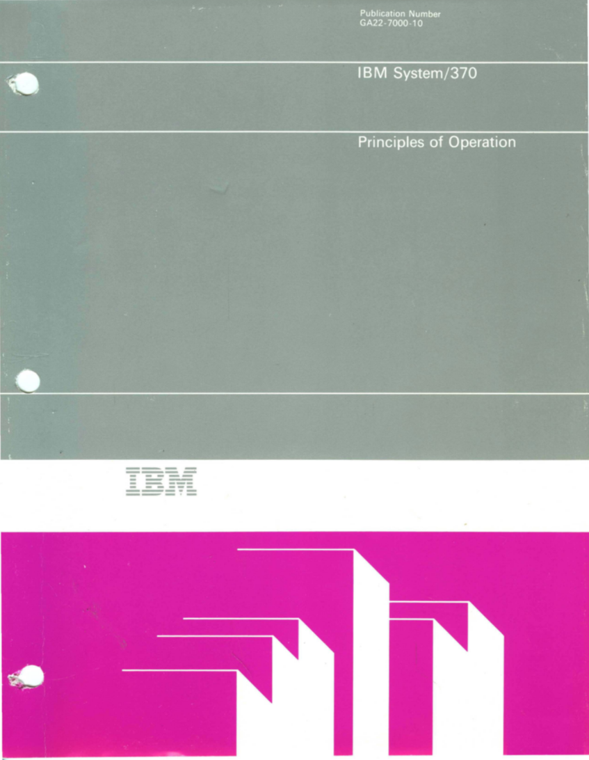 GA22-7000-10 IBM System/370 Principles of Operation Sept 1987 page cover1