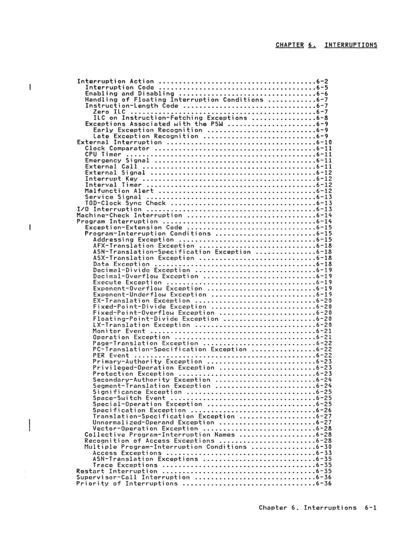 GA22-7000-10 IBM System/370 Principles of Operation Sept 1987 page 6-1