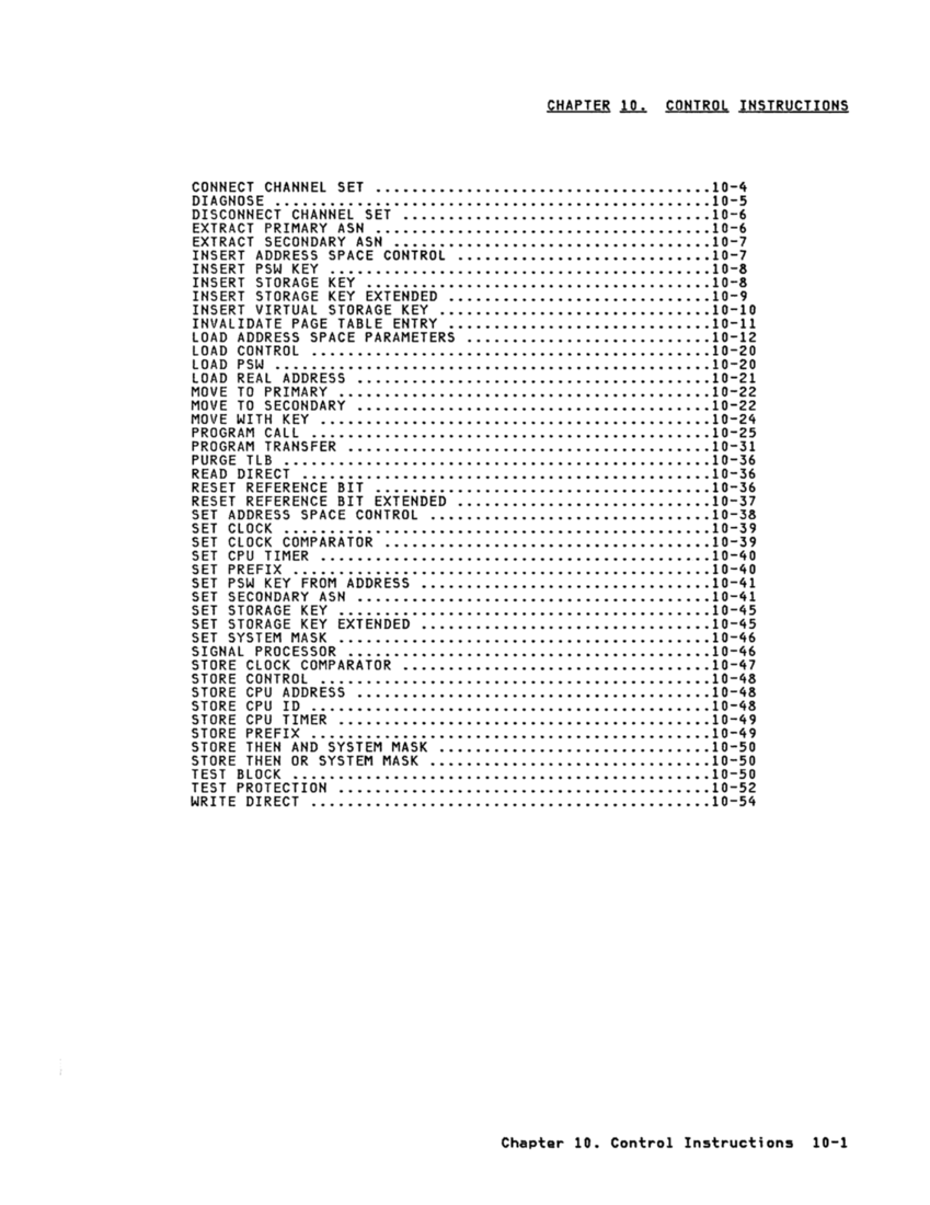 GA22-7000-10 IBM System/370 Principles of Operation Sept 1987 page 10-1