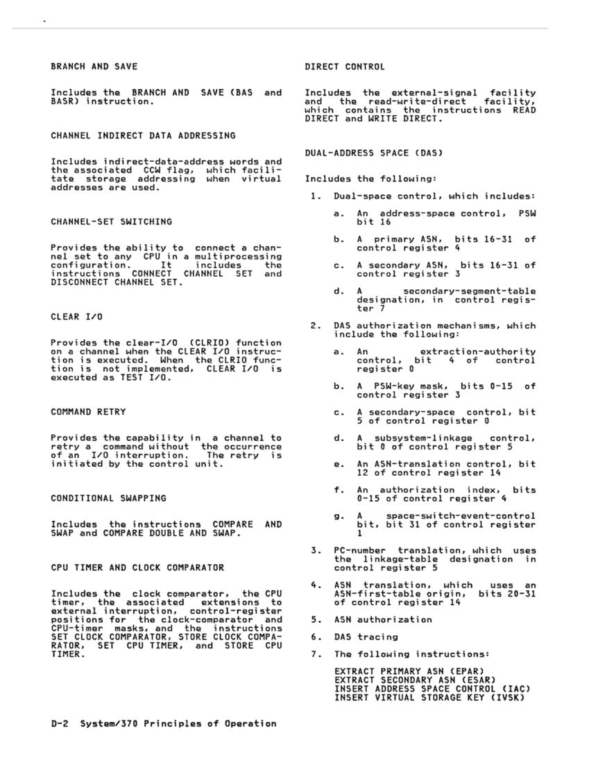 GA22-7000-10 IBM System/370 Principles of Operation Sept 1987 page D-1