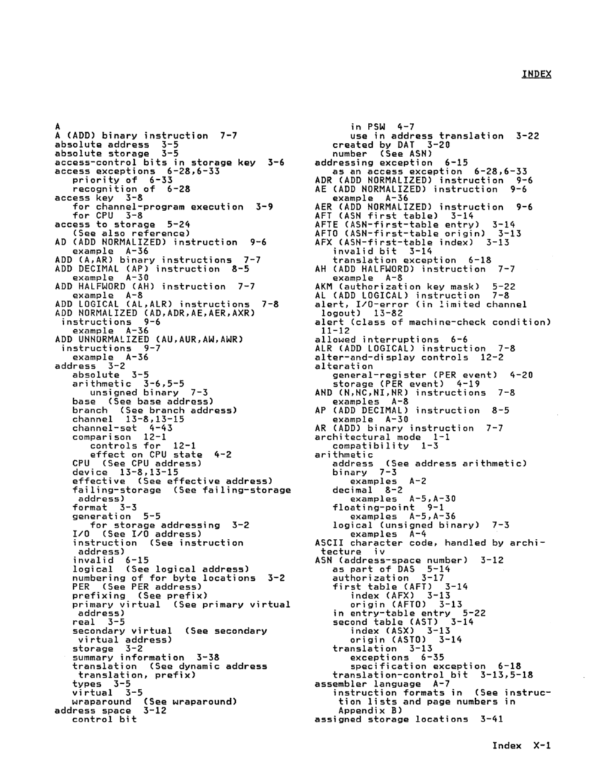GA22-7000-10 IBM System/370 Principles of Operation Sept 1987 page X-1