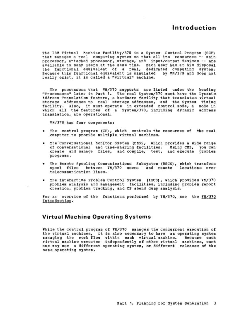 IBM Virtual Machine Facility/370: Planning and System Generation Guide 2 page 18