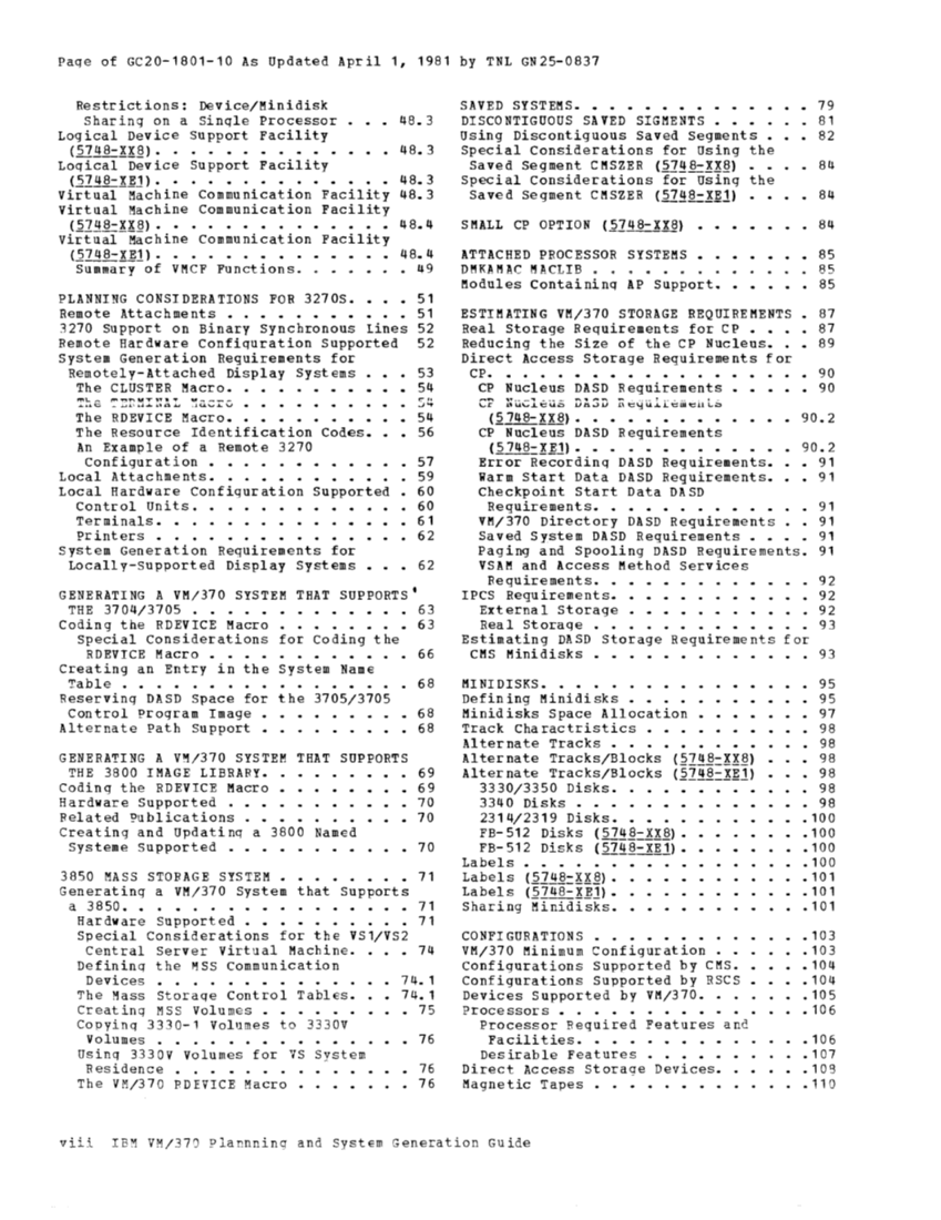 IBM Virtual Machine Facility/370: Planning and System Generation Guide 2 page 6
