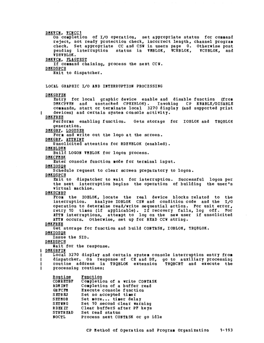 VM370 Rel 6 Data Blocks and Program Logic (Mar 79) page 207