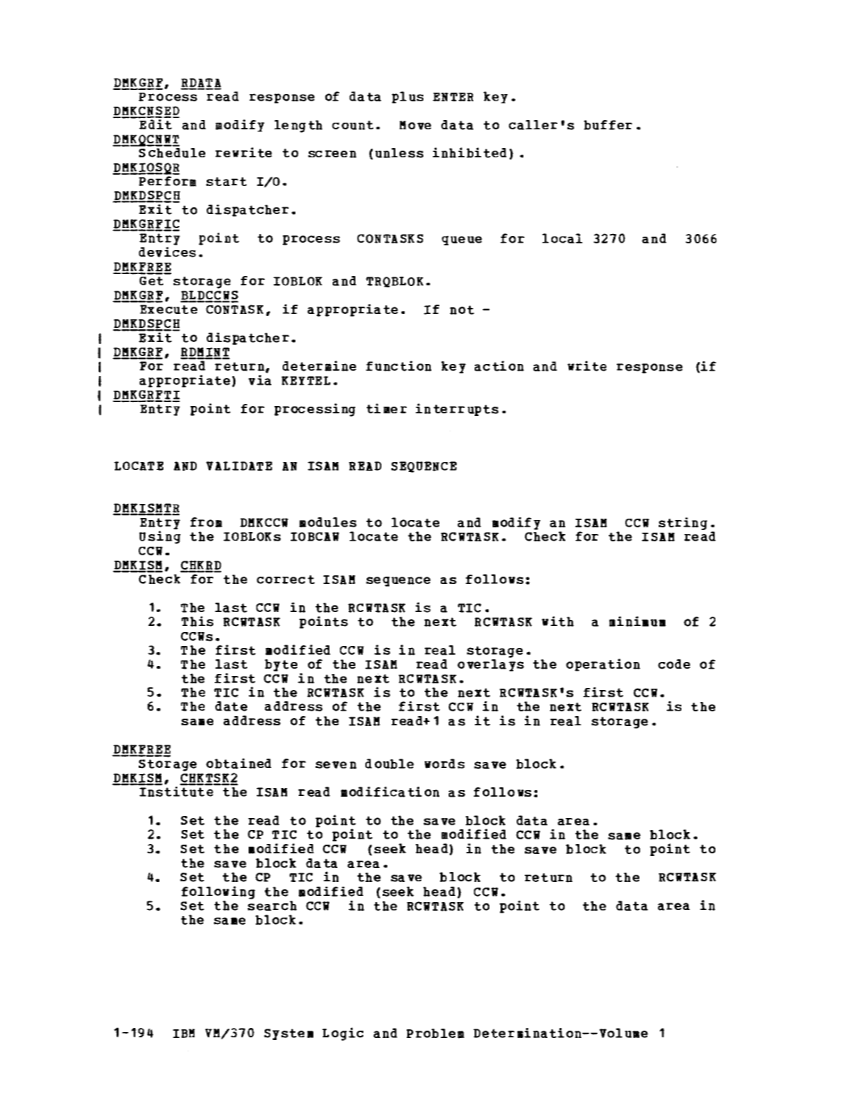 VM370 Rel 6 Data Blocks and Program Logic (Mar 79) page 208