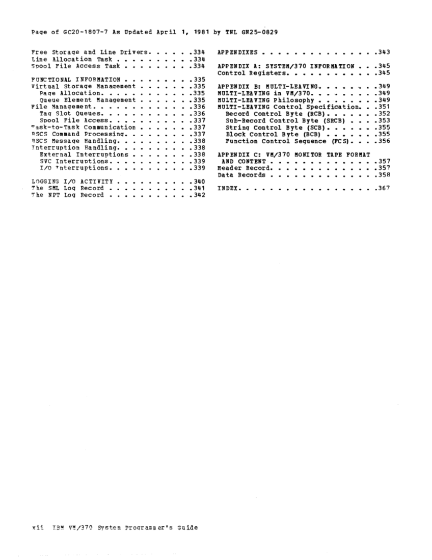 VM370 System Programmers Guide (Rel6) page xii