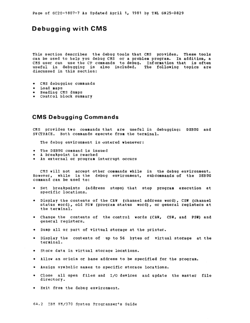 VM370 System Programmers Guide (Rel6) page 63