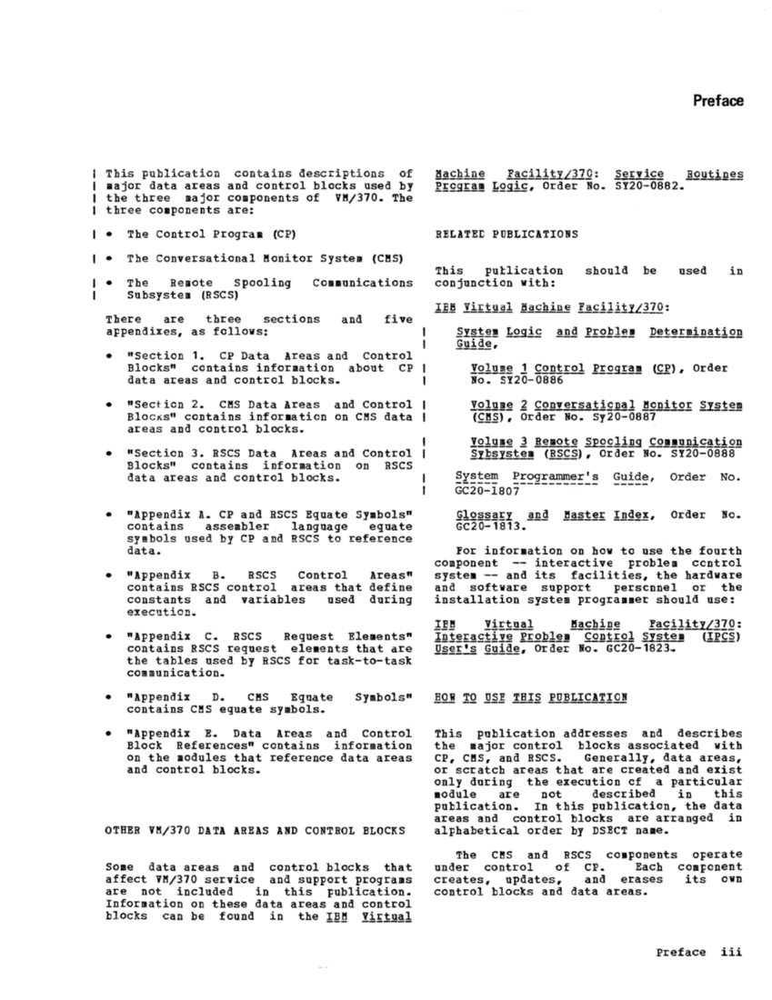 VM370 Rel 6 Data Areas and Control Block Logic (Mar79) page 3