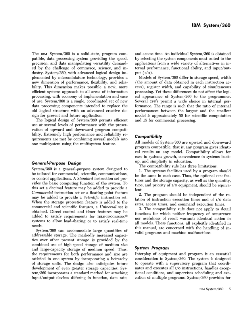 IBM System/360 Principles of Operation (Fom A22-6821-0 File S360-01) page 5