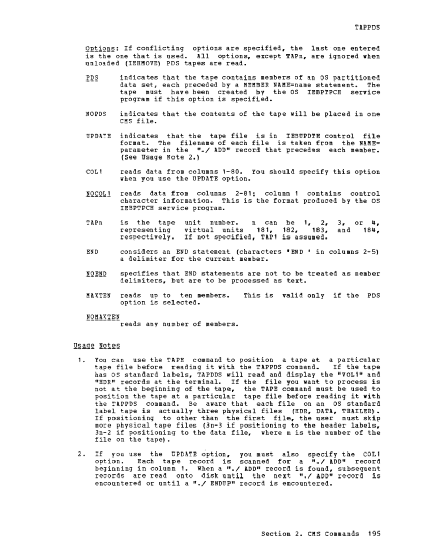 CMS Command and Macro Reference (Rel 6 PLC 17 Apr81) page 209